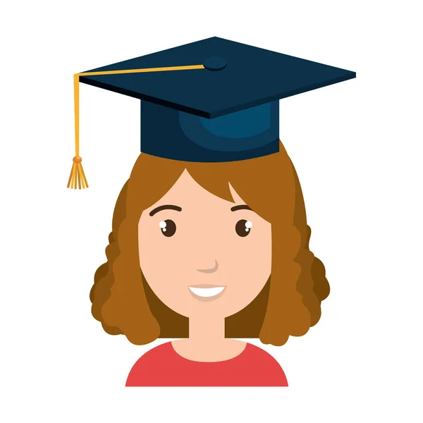 Carácter del estudiante con la graduación sombrero — Vector de stock
