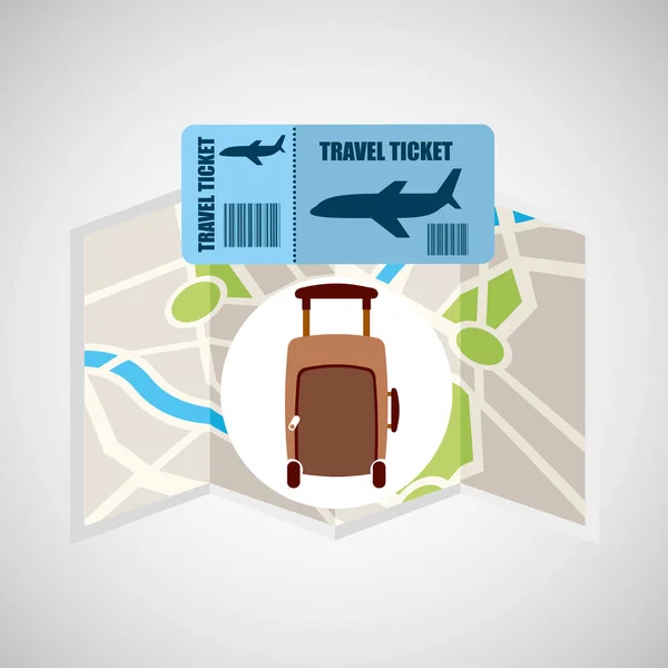 Carte de billets d'avion voyage valise de mode — Image vectorielle