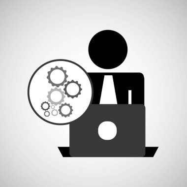 siluet programcı çalışma dizüstü Dişliler