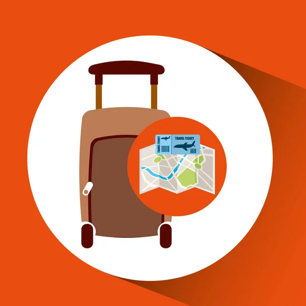 Авиакомпания билет карта путешествия моды чемодан — стоковый вектор