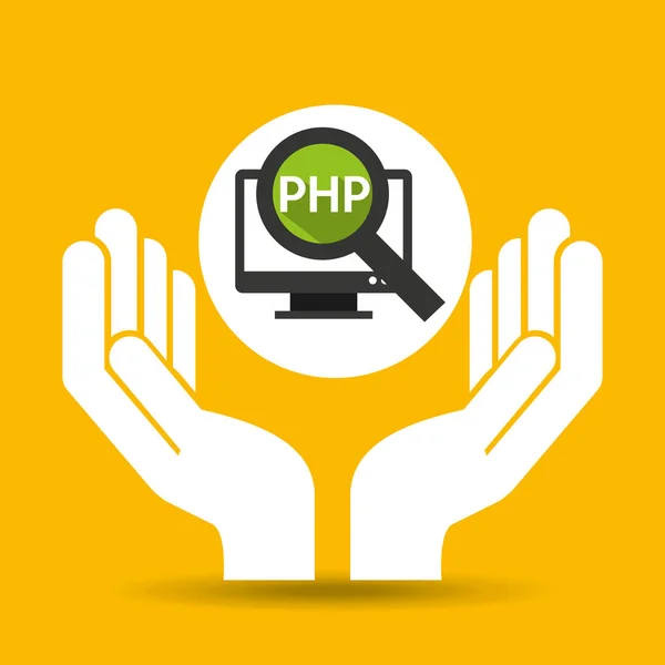 Technologie d'optimisation des mains php ordinateur — Image vectorielle