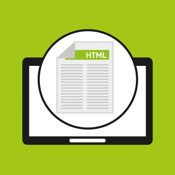 Hand houdt tablet HTML-taal document — Stockvector