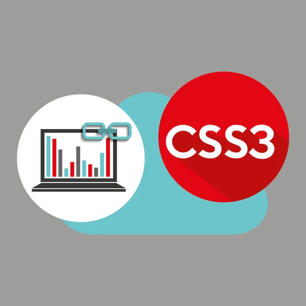 Gráficos portátiles nube css3 enlace web — Vector de stock