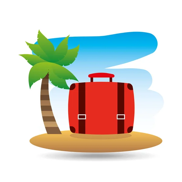 Tropická dovolená beach kufr zavazadlo — Stockový vektor