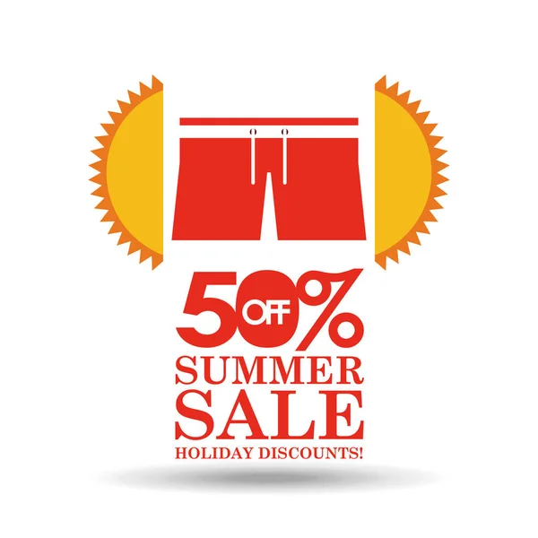 Summer sale 50 discounts with clothes — Stock Vector