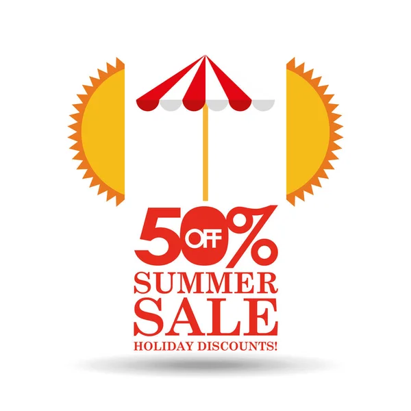 Summer sale 50 discounts with umbrella — Stock Vector