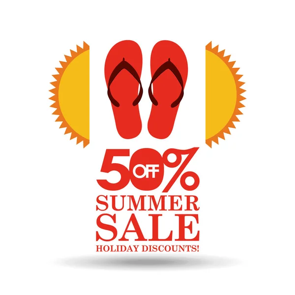 Summer sale 50 discounts with flip flops — Stock Vector