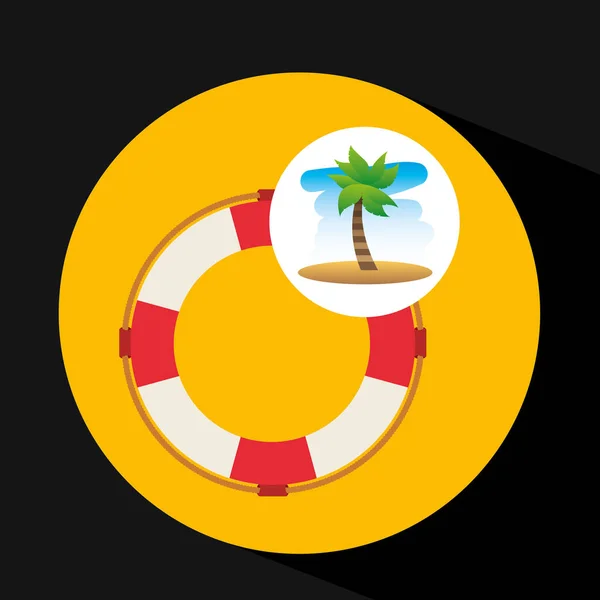 Tropical vacation beach life buoy icon — Stock Vector