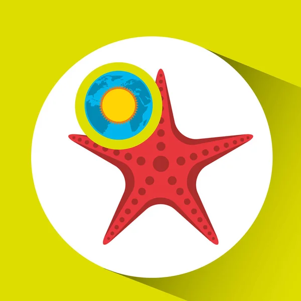 Vakantie rond wereld zonnige starfish — Stockvector