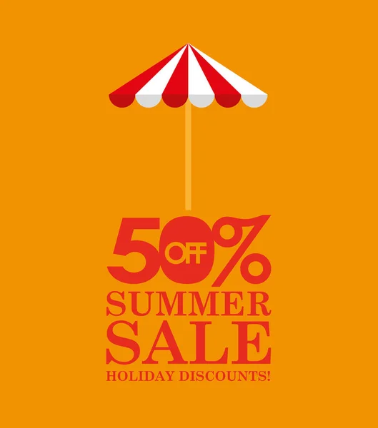 Summer sale 50 discounts with umbrella — Stock Vector