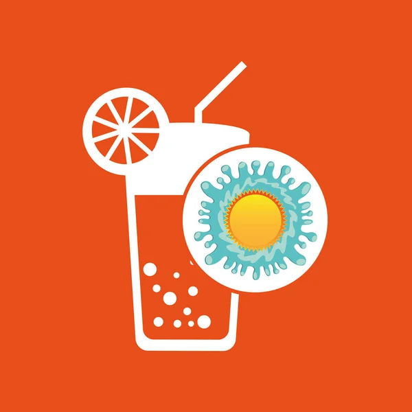 Cóctel bebida verano vacaciones sol salpicaduras etiqueta — Vector de stock
