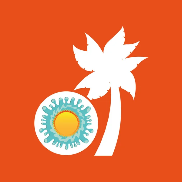 Palm zomer vakantie zon spatten label — Stockvector