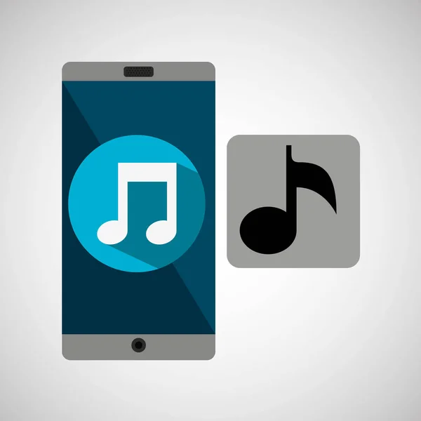 Nota de música smartphone en línea — Archivo Imágenes Vectoriales