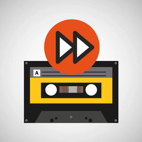 Cinta de cassette de música hacia adelante — Vector de stock