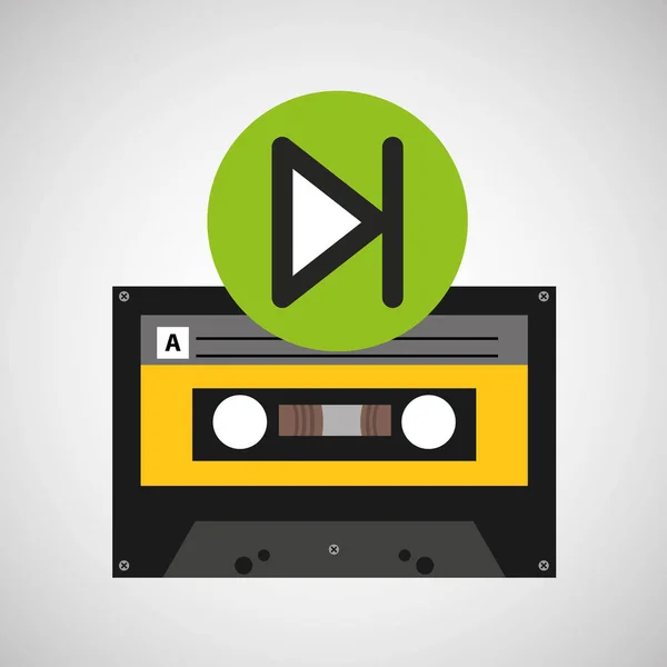 Reproducir cinta de cassette de música — Vector de stock