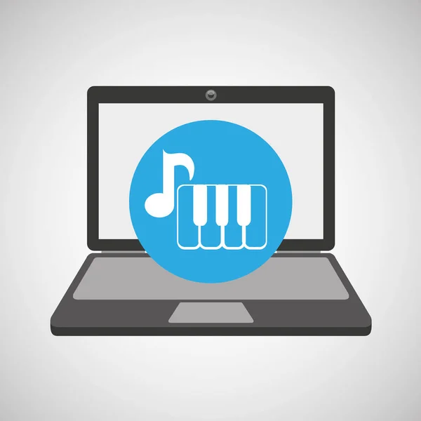 Teclado de tecnologia de música laptop — Vetor de Stock
