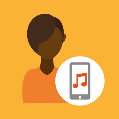 karakter afroamerican smartphone müzik uygulaması