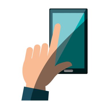 smartphone aygıtı izole simgesi olan kullanıcı el