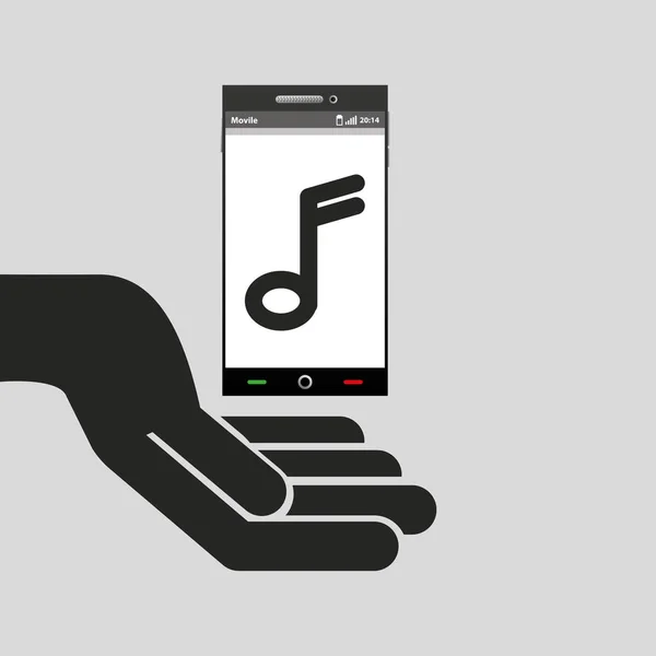 Ręka telefon komórkowy muzyka notatka — Wektor stockowy