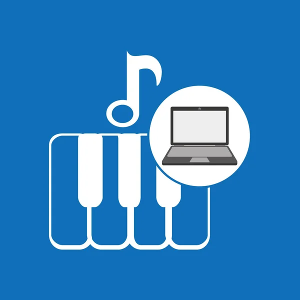 Laptop-Musiktechnologie Keyboard-Piano — Stockvektor