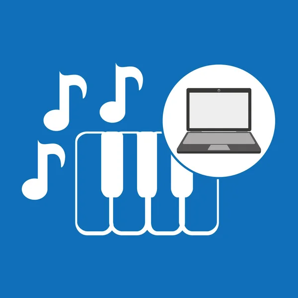 Laptop-Musiktechnologie-Tastatur — Stockvektor
