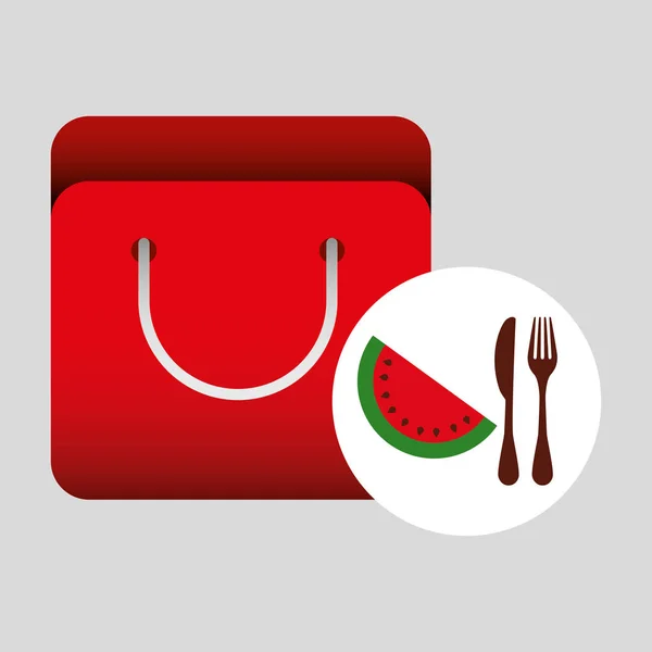 Bolsa de comestibles sandía nutrición fruta — Vector de stock