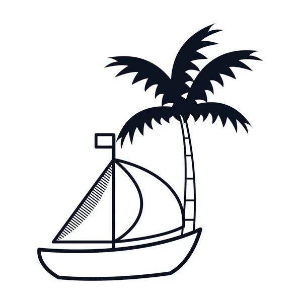 Sailboat maritime frame icon — Stock Vector