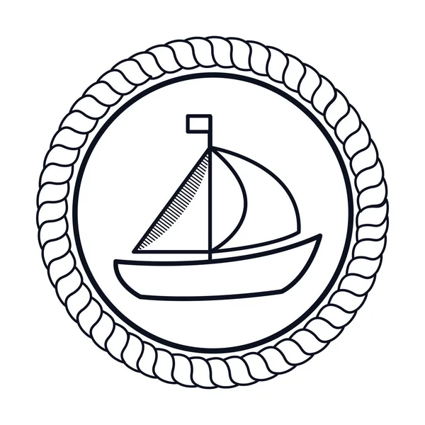 Voilier cadre maritime icône — Image vectorielle