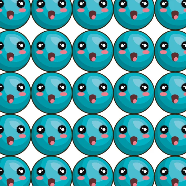 Emoticonos patrón kawaii icono de estilo — Vector de stock