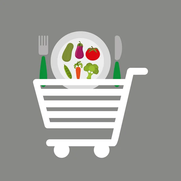Alışveriş sepeti sebze yemek — Stok Vektör
