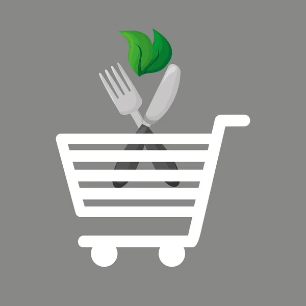 Shopping cart mat vegetariskt — Stock vektor