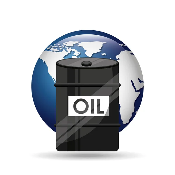 Barril de petróleo conceito globo mundo —  Vetores de Stock