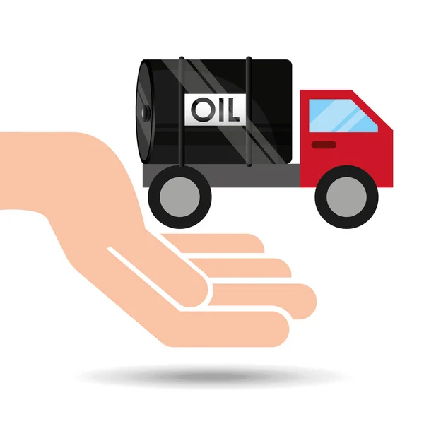 Olie-industrie hand vrachtwagen vervoer olie — Stockvector