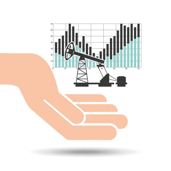 Hand oil industry refinery financial chart — Stock Vector