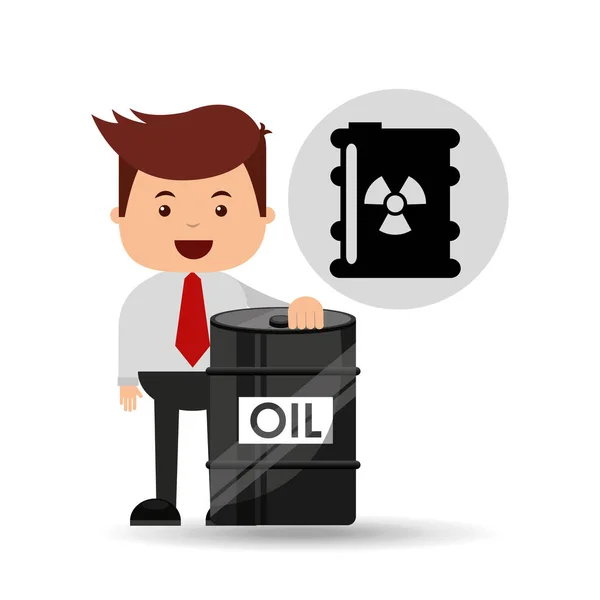 Zakenman olie industrie nucleaire vat — Stockvector