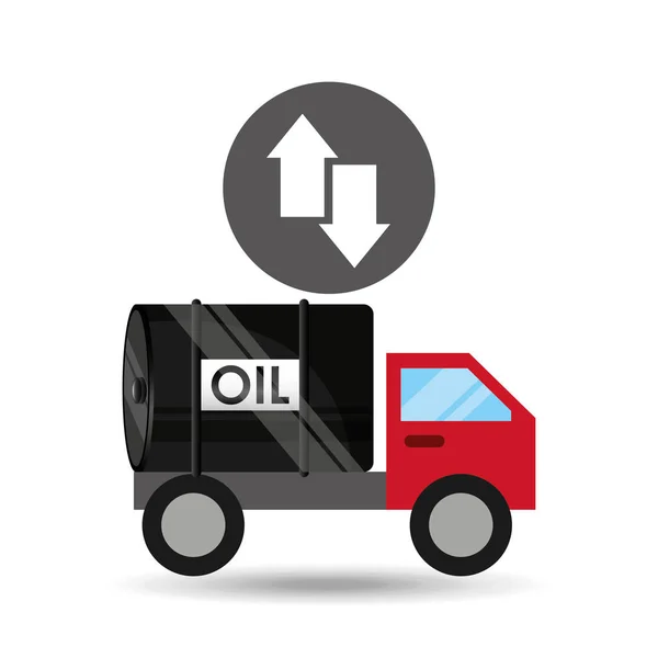 Camión tanque de aceite de crecimiento flecha baja — Vector de stock