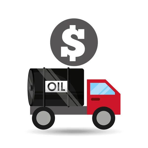 Tank truck oleju cena pieniądze — Wektor stockowy