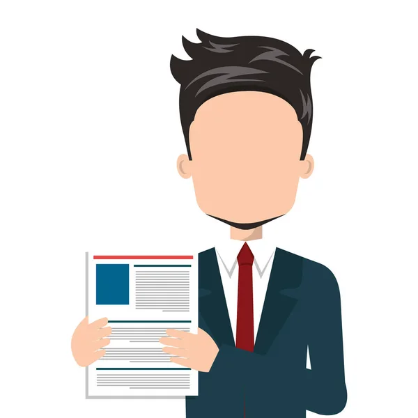 Hombre de negocios con curriculum vitae — Vector de stock