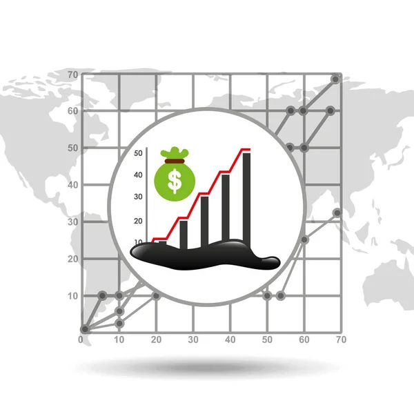 Tasche Geld Graph Ölindustrie Wachstumsdiagramm Hintergrund — Stockvektor