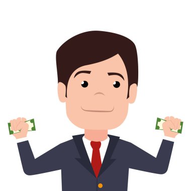 elinde para ile işadamı