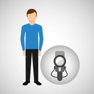 karakter adam film konsepti vintage fotoğraf makinesi film