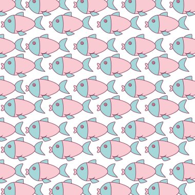 sevimli balık desen izole simgesi