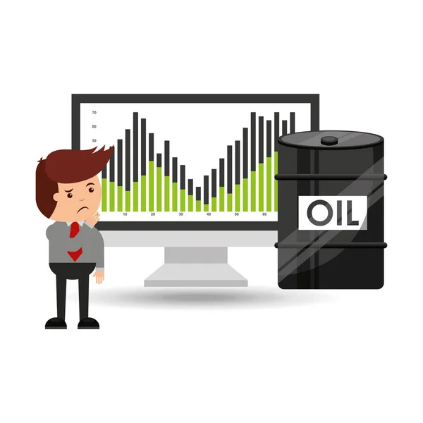 Olie- en benzinebestendig industrie bezorgd zakenman prijs daalt — Stockvector
