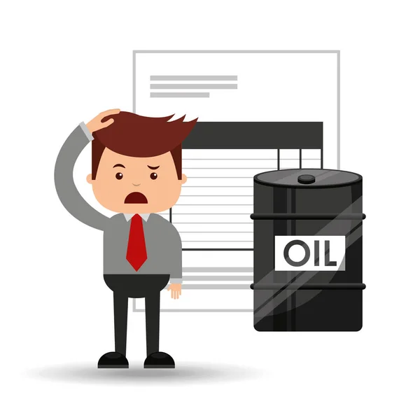 Olje och petroleum industrin sorgliga affärsman finans — Stock vektor