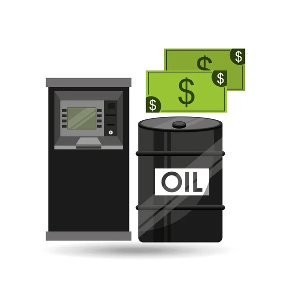 油および石油産業の現金自動支払機ドル — ストックベクタ