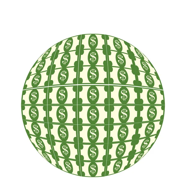 Esfera planeta dólares ícone — Vetor de Stock