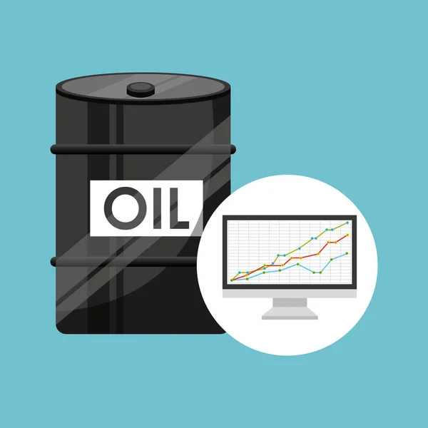 Barril de petróleo gráfico conceito finanças —  Vetores de Stock