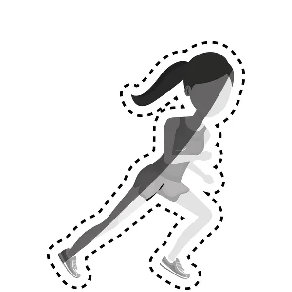 Mujer corriendo carácter atleta — Vector de stock