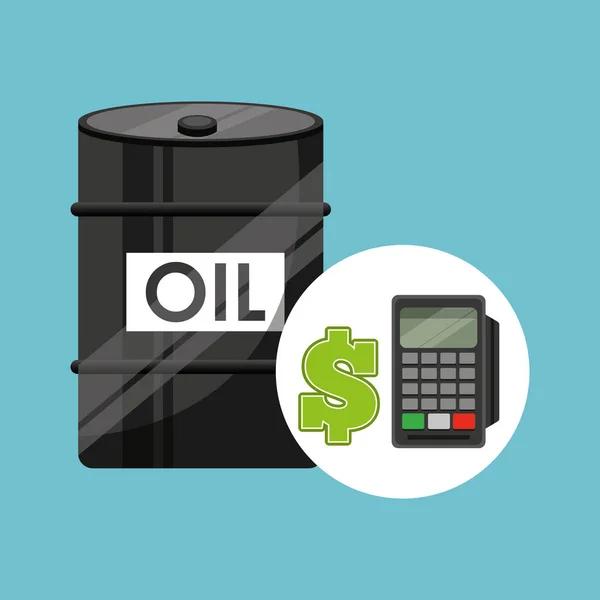 Baril de pétrole concept calculateur planification argent — Image vectorielle