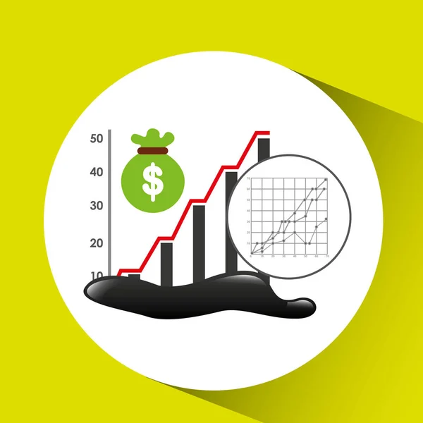 Çanta para grafik petrol sanayi büyüme diyagram arka planı — Stok Vektör